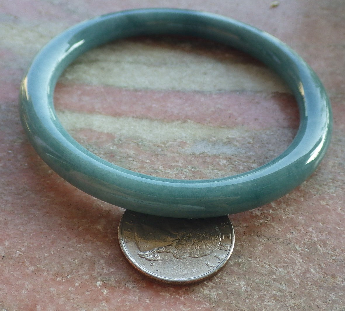 Certified Green Burma 100% Natural A JADE Jadeite Circle Bangle Bracelet 61 mm 手镯 640591  TN