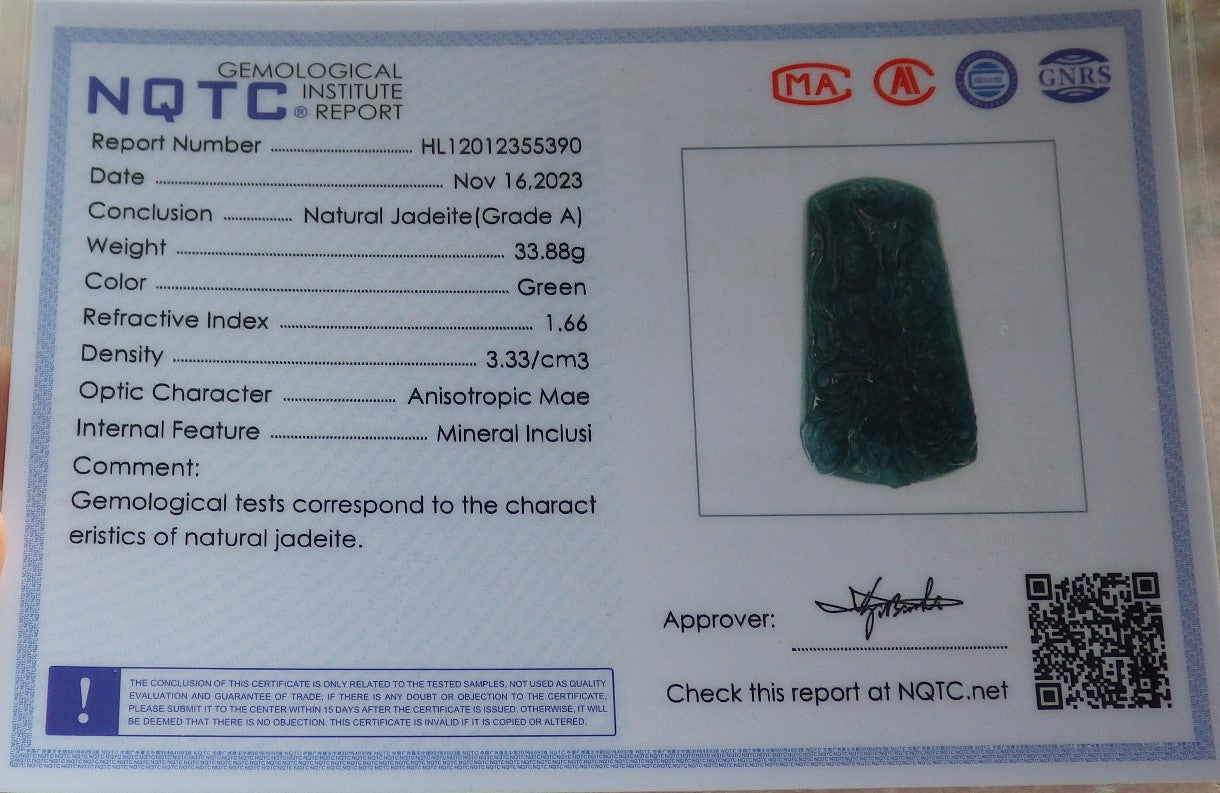 Certified Icy Green Burma 100% Natural A Jade jadeite Pendant Guanyin Kwan Yin Dragon Bead Necklace 观音 640611  TN