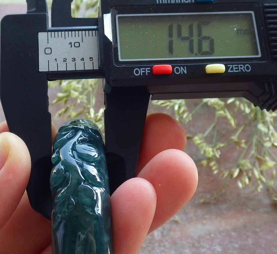 Certified Icy Green Burma 100% Natural A JADE Jadeite Monkey Ruyi Bamboo Bangle Bracelet 64 mm 手镯 640744  TN