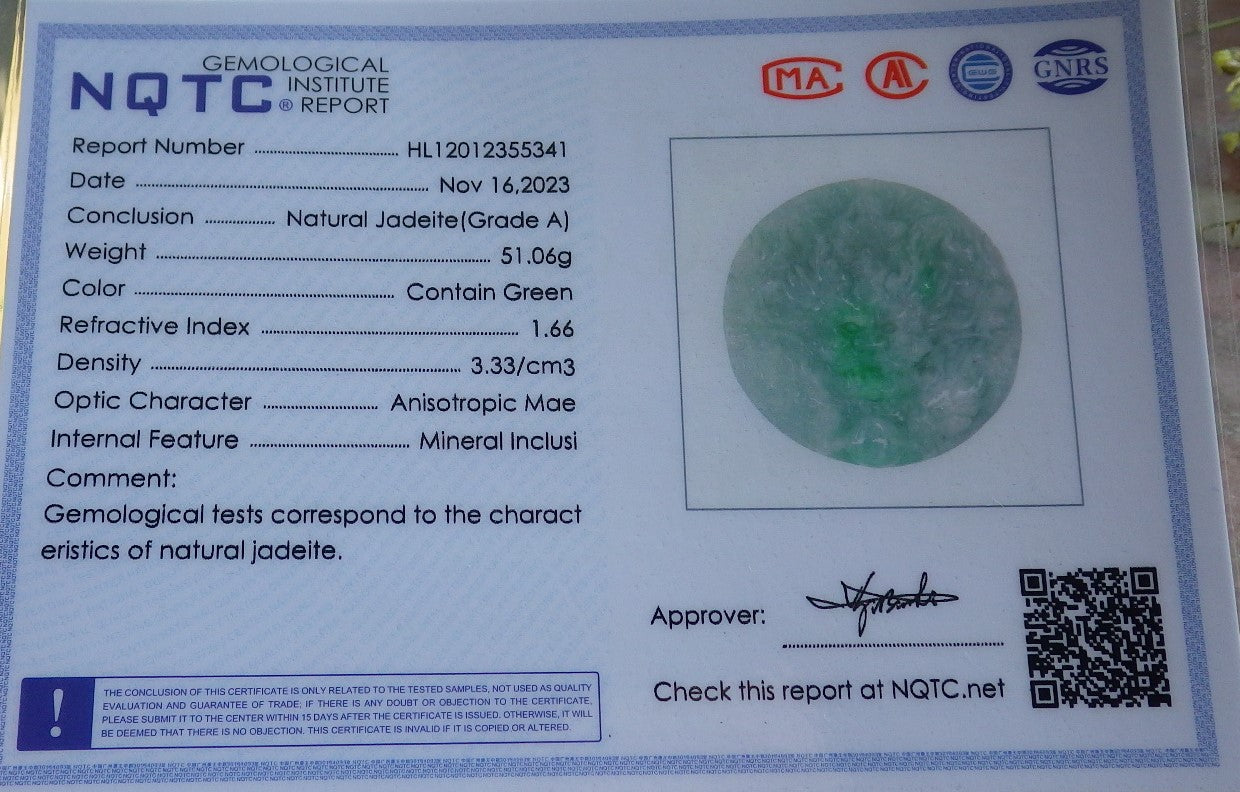 Certified Green Burma 100% Natural A Jade jadeite Pendant 9 Dragon Buddha God Circle Necklace 640771  TN