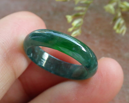 Certified Icy Green Burma 100% Natural A JADE Jadeite Circle RING USA. 5.75 戒指 640849  TN