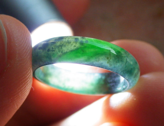 Certified Icy Green Burma 100% Natural A JADE Jadeite Circle RING USA. 5.75 戒指 640849  TN
