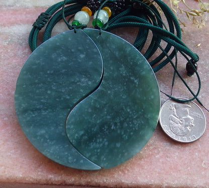 Pair Certified Icy Green Burma 100% Natural A Jade jadeite Pendant Dragon Phoenix Necklace 龙凤 640951  TN
