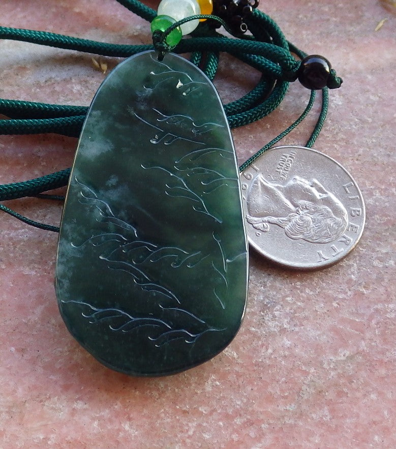 Certified Icy Blue Water Burma 100% Natural A Jade jadeite Pendant Landscape painting Tree Necklace 山水画 640977  TN