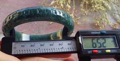 Certified Icy Green Burma 100% Natural A JADE Jadeite Money Coin Bangle Bracelet 65 mm 手镯 641101  TN