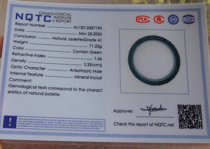 Certified Icy Green Burma 100% Natural A JADE Jadeite Money Coin Bangle Bracelet 65 mm 手镯 641101  TN