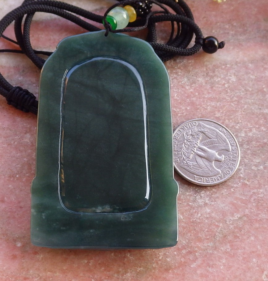 Certified Icy Green Burma 100% Natural A Jade jadeite Pendant Buddha God Sword Necklace 佛 641155  TN
