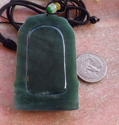Certified Icy Green Burma 100% Natural A Jade jadeite Pendant Buddha God Sword Necklace 佛 641155  TN