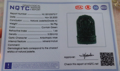 Certified Icy Green Burma 100% Natural A Jade jadeite Pendant Buddha God Sword Necklace 佛 641155  TN