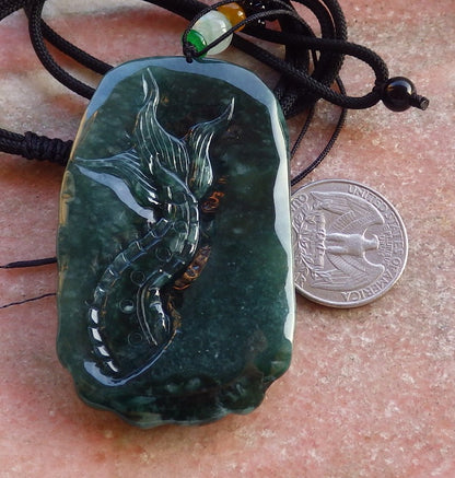 Certified Icy Green Burma 100% Natural A Jade jadeite Pendant Dragon Ruyi Necklace 生意兴隆 641163  TN