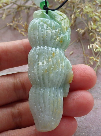 Certified Yellow Green Burma 100% Natural A Jade jadeite pendant Peanut Money Coin Necklace 生意兴隆 641363  TN