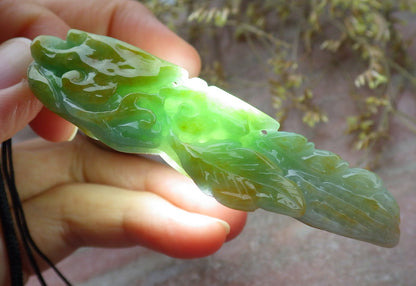 Certified Yellow Green Burma 100% Natural A Jade jadeite pendant Peanut Money Coin Necklace 生意兴隆 641363  TN
