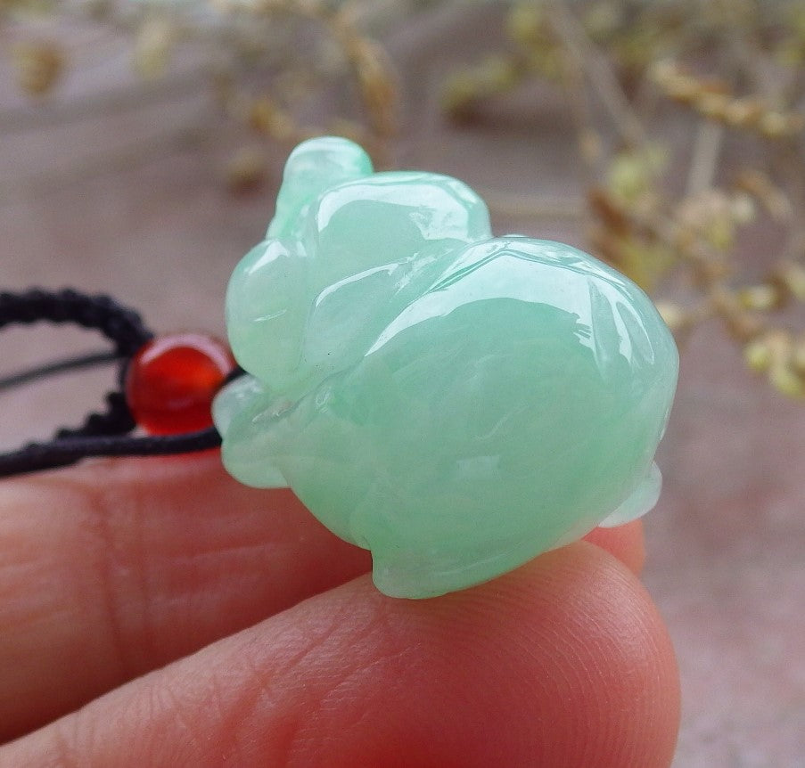 Certified Icy Green Burma 100% Natural A Jade jadeite Pendant Zodiac Pig Boar Money Coin Necklace 发财猪 641403  TN