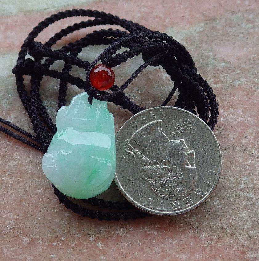 Certified Icy Green Burma 100% Natural A Jade jadeite Pendant Zodiac Pig Boar Money Coin Necklace 发财猪 641403  TN