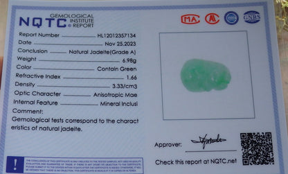 Certified Icy Green Burma 100% Natural A Jade jadeite Pendant Zodiac Pig Boar Money Coin Necklace 发财猪 641403  TN