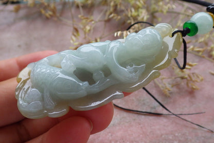 Certified Yellow Green Burma 100% Natural A Jade jadeite Pendant Monkey Fish Coin Ruyi Leaf Necklace 猴子 641436  TN