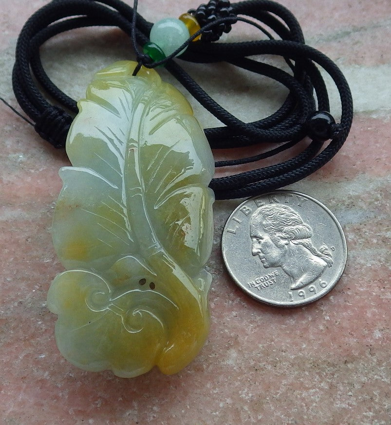 Certified Yellow Green Burma 100% Natural A Jade jadeite Pendant Monkey Fish Coin Ruyi Leaf Necklace 猴子 641436  TN