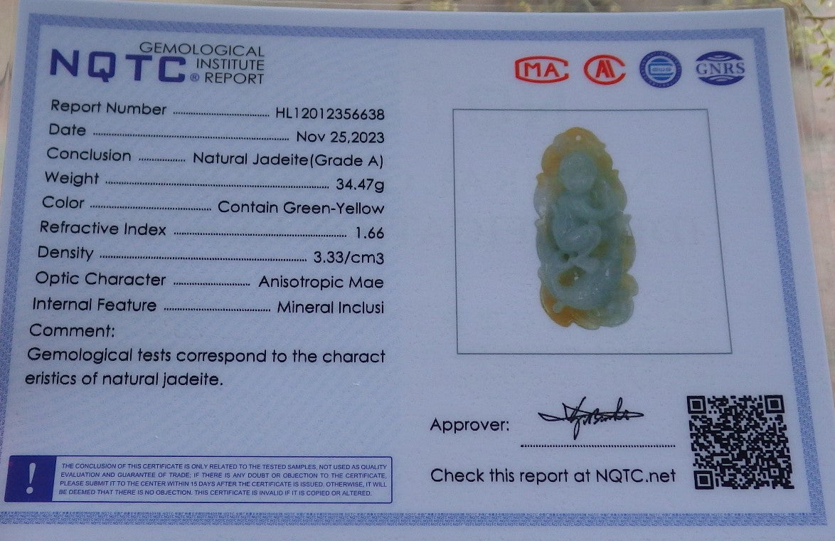 Certified Yellow Green Burma 100% Natural A Jade jadeite Pendant Monkey Fish Coin Ruyi Leaf Necklace 猴子 641436  TN