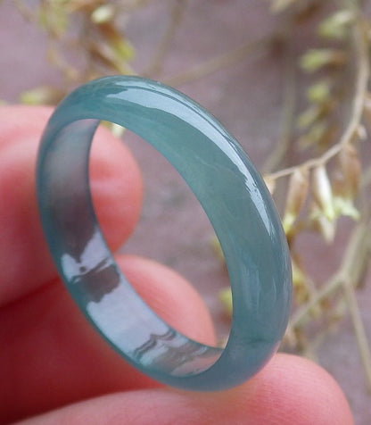 Certified Icy Green Pale Lavender Burma 100% Natural A JADE Jadeite Circle RING USA. 7.75 戒指 641501  TN