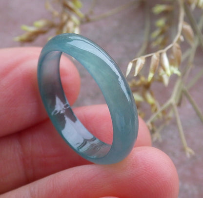 Certified Icy Green Pale Lavender Burma 100% Natural A JADE Jadeite Circle RING USA. 7.75 戒指 641501  TN