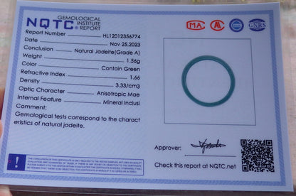 Certified Icy Green Pale Lavender Burma 100% Natural A JADE Jadeite Circle RING USA. 7.75 戒指 641501  TN
