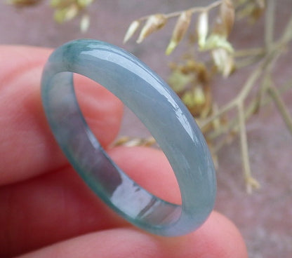 Certified Icy Lavender Green Burma 100% Natural A JADE Jadeite Circle RING USA. 7.75 戒指 641534  TN