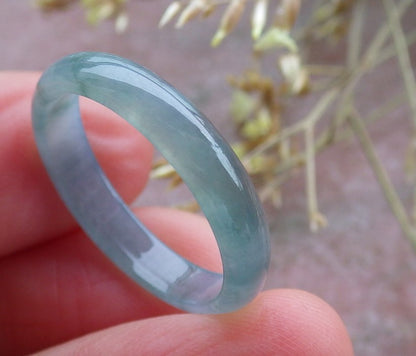 Certified Icy Lavender Green Burma 100% Natural A JADE Jadeite Circle RING USA. 7.75 戒指 641534  TN