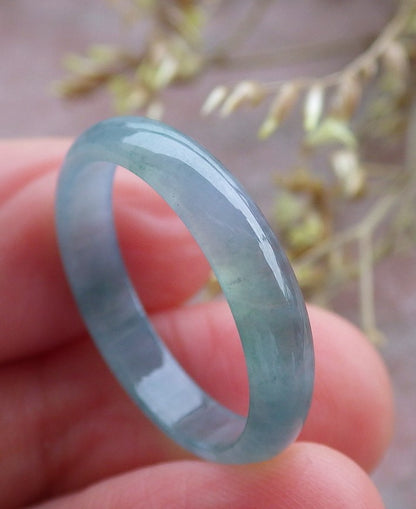 Certified Icy Lavender Green Burma 100% Natural A JADE Jadeite Circle RING USA. 7.75 戒指 641534  TN