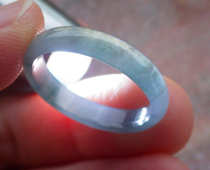 Certified Icy Lavender Green Burma 100% Natural A JADE Jadeite Circle RING USA. 7.75 戒指 641534  TN