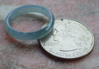 Certified Icy Lavender Green Burma 100% Natural A JADE Jadeite Circle RING USA. 7.75 戒指 641534  TN