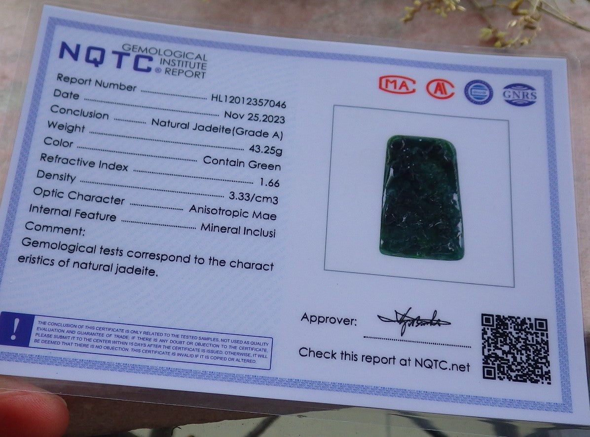 Certified Icy Green Burma 100% Natural A Jade jadeite Landscape painting Tree Necklace Necklace 山水画 641581  TN