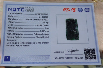 Certified Icy Green Burma 100% Natural A Jade jadeite Landscape painting Tree Necklace Necklace 山水画 641593  TN