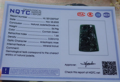 Certified Icy Blue Water Burma 100% Natural A Jade jadeite Pendant Landscape painting Tree Necklace 山水画 641607  TN