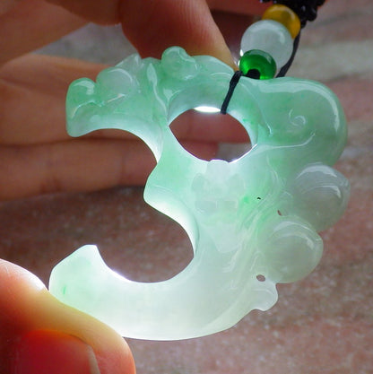 Certified Green Burma 100% Natural A Jade jadeite Pendant Monkey Peach Flower Necklace 猴子 641651  TN
