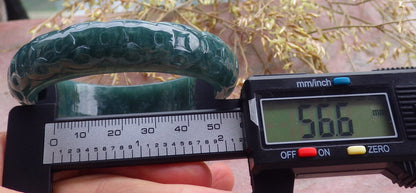 Certified Icy Green Burma 100% Natural A JADE Jadeite Money Coin Bangle Bracelet 57 mm 手镯 641661  TN