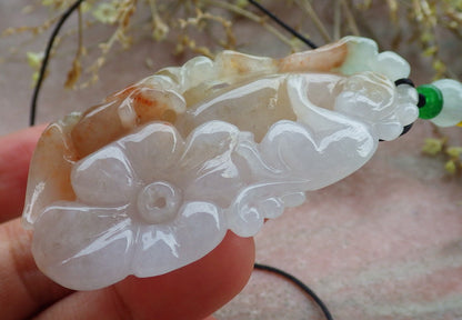 Certified Red Green Burma 100% Natural A Jade jadeite Pendant Phoenix Monkey Flower Ruyi Necklace 凤凰 641671  TN