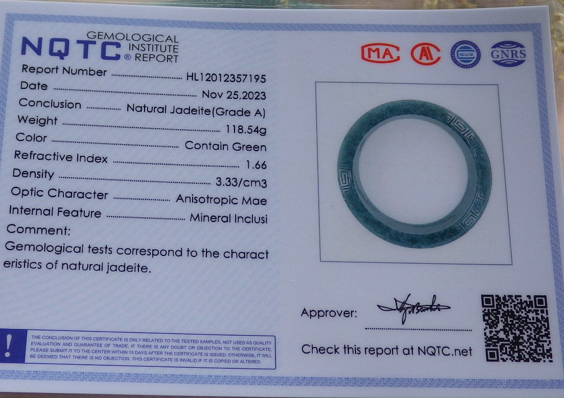 Certified Icy Green Burma 100% Natural A JADE Jadeite Dragon Phoenix Bangle Bracelet 65 mm 手镯 641714  TN