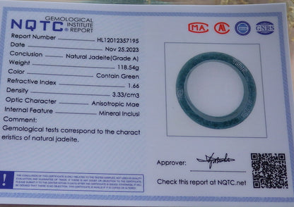 Certified Icy Green Burma 100% Natural A JADE Jadeite Dragon Phoenix Bangle Bracelet 65 mm 手镯 641714  TN