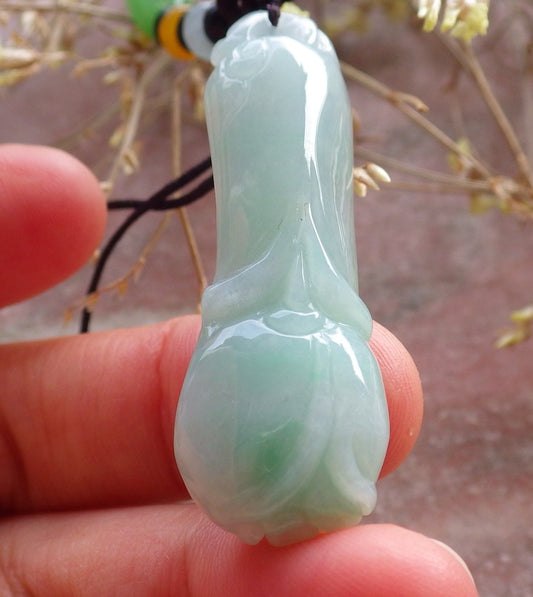 Certified Green Burma 100% Natural A Jade jadeite pendant Rose Flower Necklace 花开富贵 641762  TN