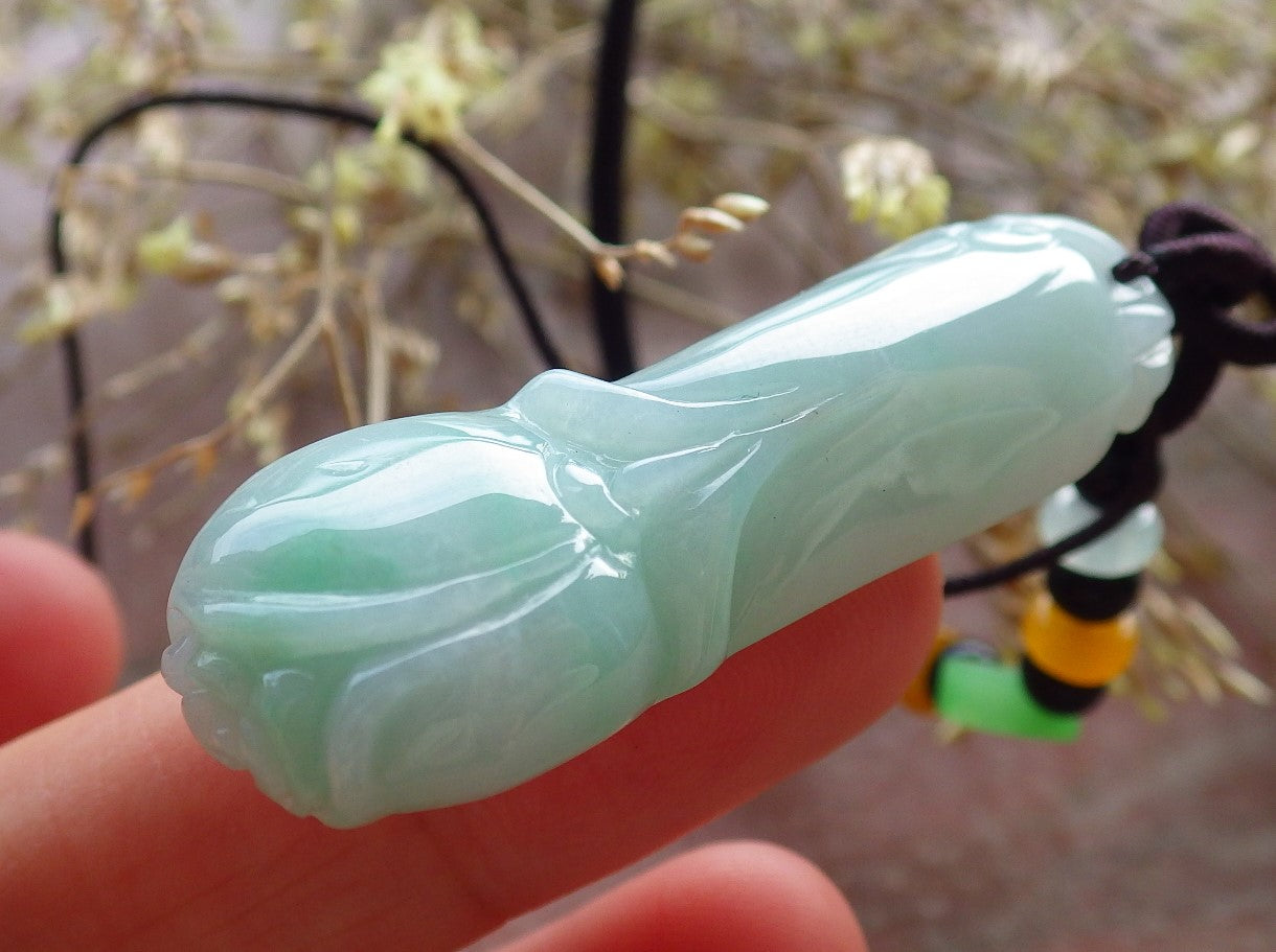 Certified Green Burma 100% Natural A Jade jadeite pendant Rose Flower Necklace 花开富贵 641762  TN