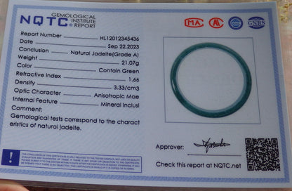 Certified Icy Green Burma 100% Natural A JADE Jadeite Bangle Bracelet 50 mm 手镯 641913 Small Size  TN