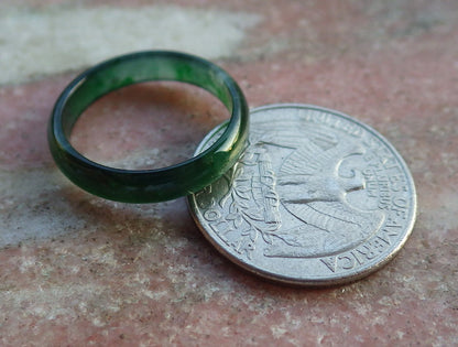 Certified Icy Green Burma 100% Natural A JADE Jadeite Circle RING USA. 7.5 戒指 641963  TN