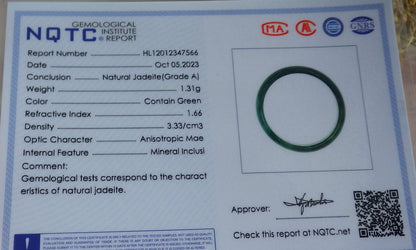 Certified Icy Green Burma 100% Natural A JADE Jadeite Circle RING USA. 7.5 戒指 641963  TN
