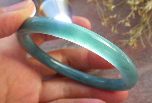 Certified Green Burma 100% Natural A JADE Jadeite Circle Bangle Bracelet 57 mm 手镯 641981  TN
