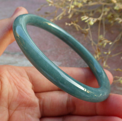 Certified Green Burma 100% Natural A JADE Jadeite Circle Bangle Bracelet 57 mm 手镯 641981  TN