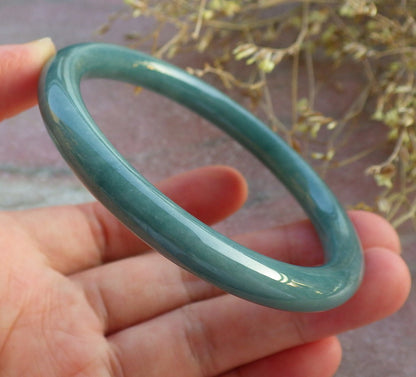Certified Green Burma 100% Natural A JADE Jadeite Circle Bangle Bracelet 57 mm 手镯 641981  TN