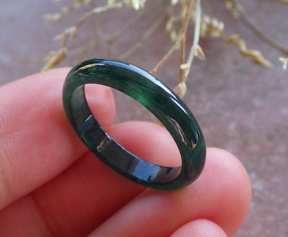 Certified Icy Green Burma 100% Natural A JADE Jadeite Circle RING USA. 7 戒指 642080  TN