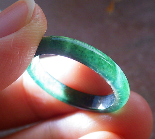 Certified Icy Green Burma 100% Natural A JADE Jadeite Circle RING USA. 7 戒指 642080  TN