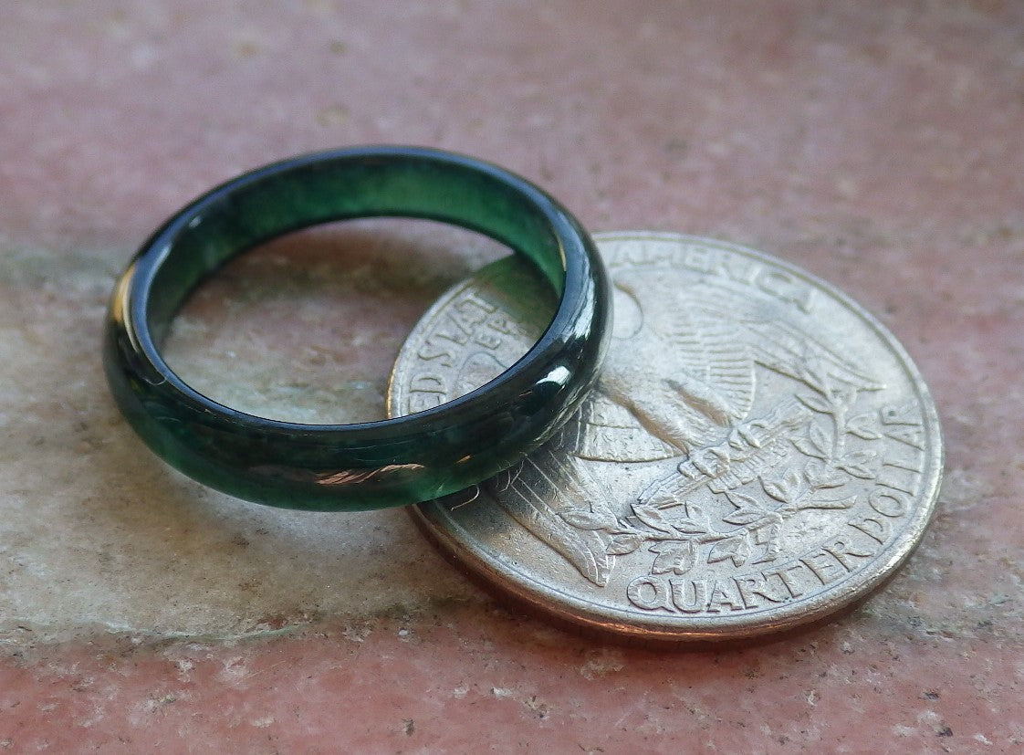 Certified Icy Green Burma 100% Natural A JADE Jadeite Circle RING USA. 7 戒指 642080  TN