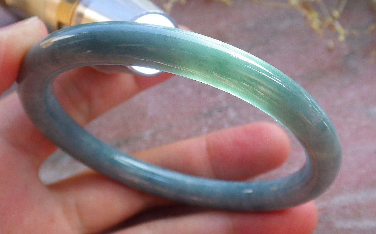 Certified Green Burma 100% Natural A JADE Jadeite Circle Bangle Bracelet 58 mm 手镯 642148  TN